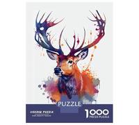 Puzzle Per Adulti Da 1000 Pezzi Deer In Watercolor Puzzle Giochi Rilassanti Sfida Difficile Regali Unici Per Compleanno E Natale 70x50cm/1000pcs