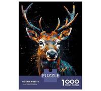 Puzzle Per Adulti Da 1000 Pezzi Deer Watercolor Puzzle Per Adulti Giochi Rilassanti Sfida Difficile Attività Divertenti A Casa 38x26cm/1000pcs