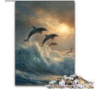 Puzzle per adulti da 1000 pezzi, delfino che salta, per adolescenti, serata di giochi in famiglia, idea regalo stimolante per la mente, 50x75cm