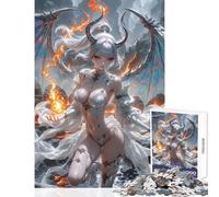 Puzzle per adulti da 1000 pezzi: Demone dai capelli bianchi con il fuoco Gioco impossibile sfida difficile giocattolo educativo per migliorare l'amore tra le coppie (26x38cm)