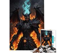 Puzzle per adulti da 1000 pezzi "Demone tra le fiamme nere" - Sfida educativa sfida difficile gioco divertente per ragazzi dai 14 anni in su (38x26cm)