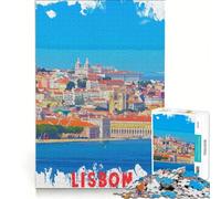 Puzzle per adulti da 1000 pezzi di Lisbona decorazione murale stimolante da completare ideale come regalo per tutta la famiglia 38x52cm