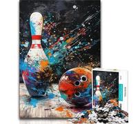 Puzzle per adulti da 1000 pezzi, difficile da dipingere con la palla da bowling, gioco stimolante e gioco per famiglie con poster abbinato e foglio di quiz 38x26cm