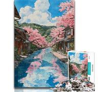 Puzzle per adulti da 1000 pezzi, difficile dipinto di paesaggio giapponese, antistress, per ammazzare il tempo in casa, con poster abbinato e foglio di quiz, 38x26cm