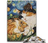 Puzzle per adulti da 1000 pezzi, difficile, gatto nero che dorme nel cielo notturno, gioco educativo per famiglie, ideale come regalo per tutta la famiglia, dai 14 anni in su, 26x38cm