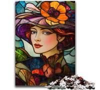 Puzzle per adulti da 1000 pezzi, difficile, raffigurante una donna in vetro colorato, ideale come regalo per tutta la famiglia, adatto per bambini di età compresa tra 50 e 14 anni (50x75cm)