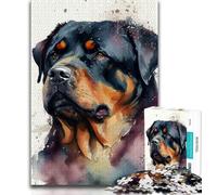 Puzzle per adulti da 1000 pezzi difficili con acquerello di Rottweiler ideali come regali per tutta la famiglia adatti per 14 persone 38x26cm
