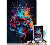 Puzzle per adulti da 1000 pezzi, difficili da realizzare con controller di gioco ad acquerello, gioco stimolante e per famiglie con poster abbinato e foglio di quiz, 38x26cm
