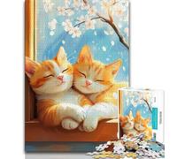 Puzzle per adulti da 1000 pezzi, difficili da trovare, motivo: gatto che dorme, per ammazzare il tempo durante le vacanze, con pezzi completamente interconnessi e di forma casuale (dimensioni 75x50cm)