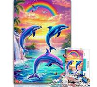 Puzzle per adulti da 1000 pezzi difficili motivo: delfino dei sogni ideali come regali per tutta la famiglia adatti per 14 persone 75x50cm