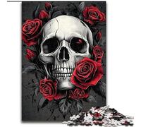 Puzzle per adulti da 1000 pezzi,difficili,motivo: teschio di rosa,aiuta il cervello a esercitare i giocattoli avvincenti per coltivare la pazienza e l'interazione genitore-figlio (dimensioni 26x38cm)
