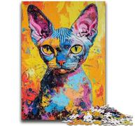 Puzzle per adulti da 1000 pezzi, difficili puzzle artistici con gatti dipinti a olio per adolescenti, educativi e di apprendimento, ideali come regalo per tutta la famiglia (26x38cm)
