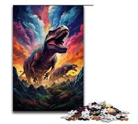 Puzzle per adulti da 1000 pezzi dinosauri nel cratere circondati da schizzi Molti giocattoli puzzle colorati per la decorazione della casa ideali come regali per tutta la famiglia 75x50 cm