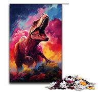 Puzzle per adulti da 1000 pezzi dinosauri nel cratere circondati da schizzi Molti giocattoli puzzle colorati per la decorazione della casa ideali come regali per tutta la famiglia 75x50 cm