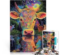Puzzle per adulti da 1000 pezzi Dipingere a colori la mucca Fatto di legno Adatto a partire dai 14 anni Decorazione della casa Come regalo per tutta la famiglia e gli amici misurare:50x75cm