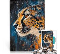 Puzzle per adulti da 1000 pezzi Dipingere il ghepardo Fatto di legno，per età 14+ Giochi educativi Migliorare l'amore tra le coppie。misurare：50x75cm/19.68x29.52pollice