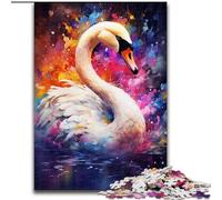 Puzzle per adulti da 1000 pezzi,dipinto a forma di cigno colorato,in legno come decorazione fai da te o regalo di compleanno,50x75cm,divertente artigianato per tutta la famiglia