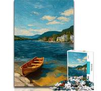 Puzzle per adulti da 1000 pezzi, dipinto a olio di una barca al tramonto, sfida difficile contro lo stress, ideale come regalo per tutta la famiglia dai 14 anni in su, 38x26cm