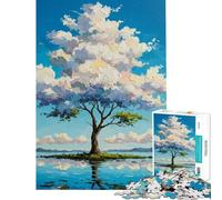 Puzzle per adulti da 1000 pezzi dipinto ad impasto di un albero su un'isola giocattolo fai-da-te taglio di precisione compleanno e Natale (dimensioni 38x26cm)