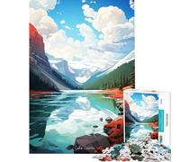 Puzzle per adulti da 1000 pezzi dipinto ad olio del Lago Louise Divertimento a casa attività di assemblaggio gioco pratico per ragazzi dai 14 anni in su (50x75cm)