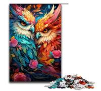 Puzzle per adulti da 1000 pezzi dipinto colorato gufo rosso e blu puzzle per la casa giochi educativi fai da te giocattoli ottimo regalo per giochi 1000 pezzi (75x50 cm)