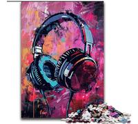 Puzzle per adulti da 1000 pezzi, dipinto con cuffie colorate in legno, regalo divertente e attività per la casa, 50x75cm, festa di compleanno per uomini e donne