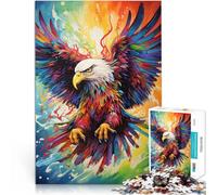 Puzzle per adulti da 1000 pezzi Dipinto dell'aquila arcobaleno Fatto di legno per 14+ giocattoli educativi per l'apprendimento Regali di compleanno di Natale misurare：50x75cm