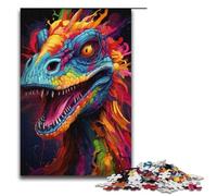 Puzzle per adulti da 1000 pezzi dipinto psichedelico colorato di dinosauri decorazione per la casa giocattoli puzzle ideale come regalo per tutta la famiglia 1000 pezzi (38x26 cm)