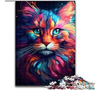 Puzzle per adulti da 1000 pezzi, disegno a colori di un gatto, puzzle difficili per adulti e adolescenti, giochi educativi, regali (dimensioni 26x38cm)