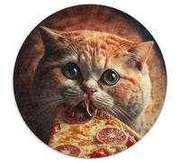 Puzzle per adulti da 1000 pezzi, divertente gatto che mangia pizza, puzzle in cartone, regalo di Natale, ideale per ufficio, camera da letto, soggiorno (67,5x67,5cm)