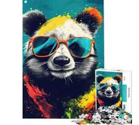 Puzzle per adulti da 1000 pezzi divertimento estivo orso panda gioco da parete analisi e logica compleanno (75x50cm)