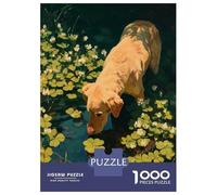 Puzzle Per Adulti Da 1000 Pezzi Dog Drinking from A Pond with Clover Puzzle Per Adulti Giochi Per Famiglie Per Divertimento in Famiglia Regali Unici Per Compleanno E Natale 70x50cm/1000pcs