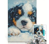 Puzzle per adulti da 1000 pezzi dolce Cavalier King Charles Spaniel nella neve Giochi divertenti attività divertenti da fare a casa regalo di compleanno regalo di viaggio 50x75cm