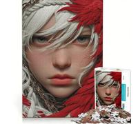 Puzzle per adulti da 1000 pezzi, donna albina con piume rosse, gioco rilassante, difficile, lista dei desideri con Babbo Natale 50x75cm