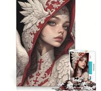 Puzzle per adulti da 1000 pezzi Donna angelica con cappuccio rosso, gioco impossibile, passatempo ideale per le vacanze a casa, compleanno e Natale 38x26cm