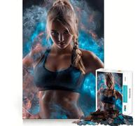 Puzzle per adulti da 1000 pezzi,donna atletica circondata da energia,gioco divertente e cognitivo,ideale per momenti di svago,regalo di compleanno o per stimolare la mente (38x26cm)
