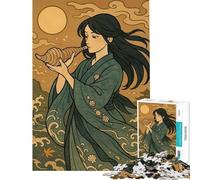 Puzzle per adulti da 1000 pezzi Donna con conchiglia in riva al mare giocattolo decorativo da parete antistress regalo per ridurre lo stress (dimensioni 38x52cm)