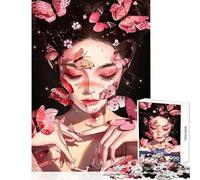 Puzzle per adulti da 1000 pezzi Donna con farfalle arte digitale puzzle da 1000 pezzi decorazione per la casa giocattolo regalo di compleanno sfida impegnativa (50x75cm)
