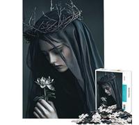 Puzzle per adulti da 1000 pezzi Donna con velo nero Gioco rilassante educativo sfida regalo di compleanno taglio di precisione (dimensioni 50x75cm)