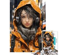 Puzzle per adulti da 1000 pezzi donna cyberpunk in arancione gioco pratico decorazione perfetta compleanno e Natale (dimensioni 38x52cm)