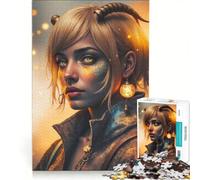 Puzzle per adulti da 1000 pezzi: Donna dagli occhi dorati con corna, giocattolo educativo, ideale per passare il tempo durante le vacanze, regalo di compleanno, regalo 50x75cm