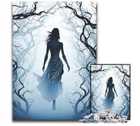 Puzzle per adulti da 1000 pezzi donna in una foresta nebbiosa puzzle per adulti rompicapo e decorazioni per la casa regalo perfetto per le feste 1000 pezzi (38x26 cm)