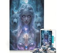 Puzzle per adulti da 1000 pezzi: Donna mistica con lupi e magia decorazione da parete divertimento per tutta la famiglia ideale come regalo per tutta la famiglia 38x52cm