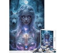 Puzzle per adulti da 1000 pezzi donna mistica con lupi e magia giocattolo educativo idee regalo per giochi educativi che migliorano l'amore tra coppie dimensioni 50x75cm