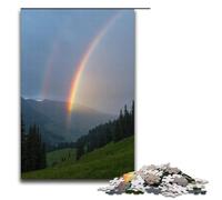 Puzzle per adulti da 1000 pezzi Doppio arcobaleno attraverso la valle dopo la pioggia Puzzle in legno per adulti Difficile e impegnativo 1000 pezzi (75x50 cm)