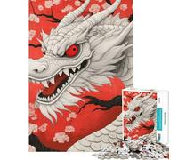 Puzzle per adulti da 1000 pezzi Drago bianco con occhi rossi Puzzle per adulti Gioco rilassante Difficile Regalo per amici e familiari (Dimensioni 38x52cm)
