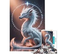 Puzzle per adulti da 1000 pezzi Drago bianco con rune Puzzle da 1000 pezzi Antistress Gioco impegnativo Regalo di Natale e compleanno (38x52cm)