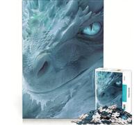 Puzzle per adulti da 1000 pezzi, Drago Bianco Occhi Blu, Giocattolo educativo, Taglio di precisione, Per rafforzare l'amore tra le coppie 50x75cm