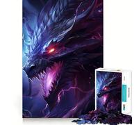 Puzzle per adulti da 1000 pezzi,drago blu con occhi luminosi,intagli precisi,sfida intelligente e divertente,gioco per momenti di relax,regalo di compleanno per appassionati di hobby 38x52cm