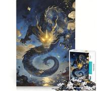 Puzzle per adulti da 1000 pezzi, drago blu e oro cinese, giocattolo fai da te, migliora la memoria, ideale come regalo per tutta la famiglia 50x75cm